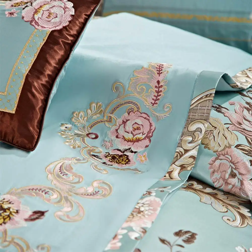 Роскошный Египетский хлопок розовый цветочный Комплект постельного белья 4 шт.