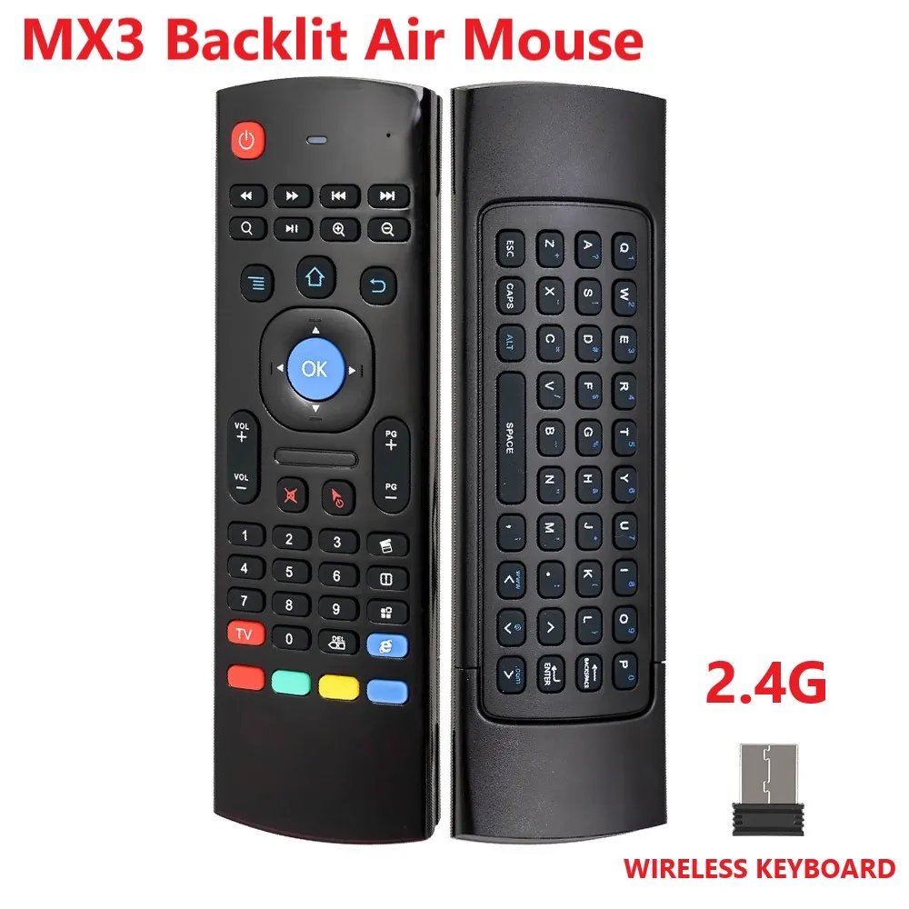 MX3 беспроводная клавиатура T3 Smart Remote Control 2 4G RF Air Mouse с подсветкой и голосовым
