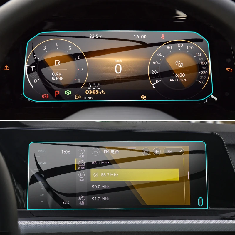 Наклейка из закаленного стекла для Volkswagen VW Golf 8 MK8 2020 2021 2022 2023 GTI R-line автомобильная навигация GPS ЖК-экран Защитные аксессуары