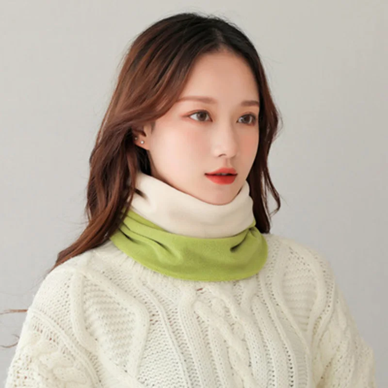 Autumn Winter Two-Color Bicolor Women Warm Collar Student Outdoor Guard High-Neck Double-Layer Thick Bib Riding Men's Scarf i20 |