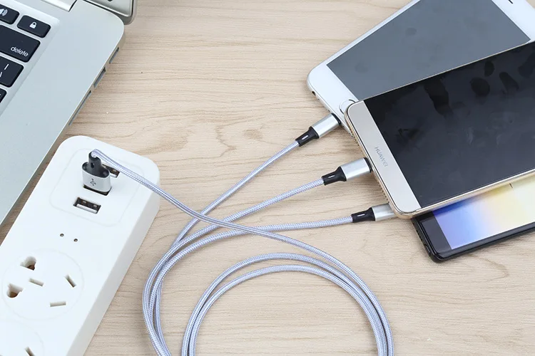 3 в 1 USB для iPhone6 7/Android/type C Micro 1,2 м кабель Универсальный 2.4A Быстрая зарядка для мобильных телефонов кабели для зарядки 8 pin быстрый