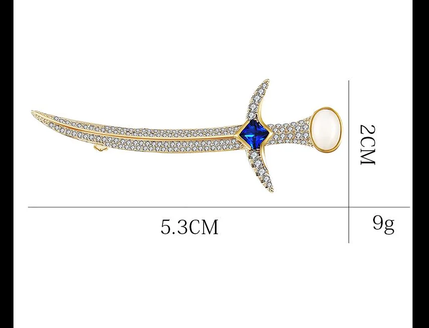 Korean fashion high-quality zircon metal post dagger plug-in paper clip brooch ladies men's collar pin accessories | Украшения и