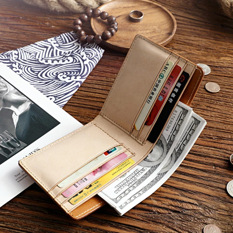 Мужской кошелек из натуральной кожи винтажный короткий ручной работы яловой с