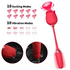 Женский двойной вибратор в форме розы, телескопический фаллоимитатор для сосков, сосков