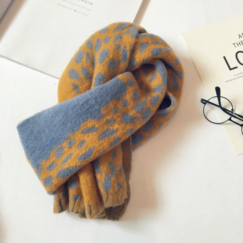 Корейский вязаный шерстяной Леопардовый лоскутный мягкий теплый осенне-зимний толстый детский шали для девочек и мальчиков шарфы аксессуары-LHC - Цвет: 21