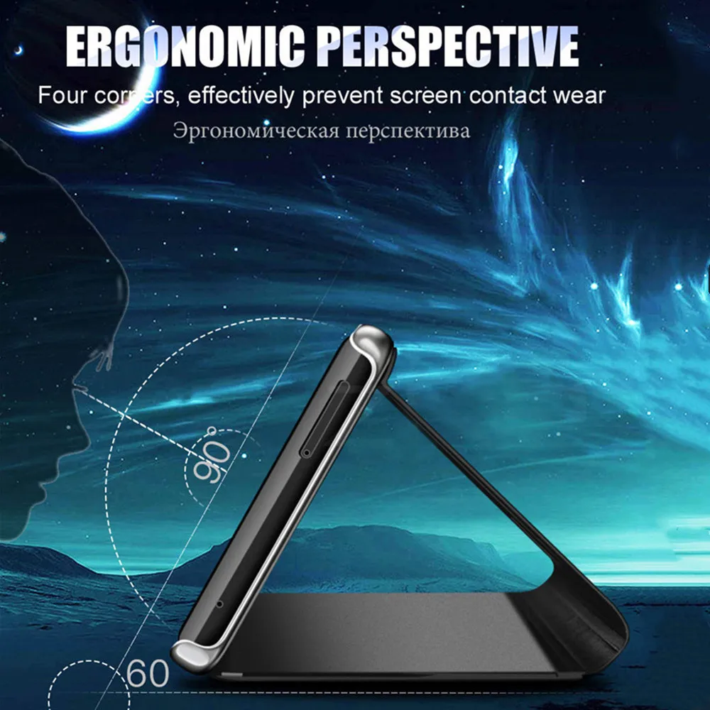 Зеркальный флип чехол для huawei P20 P30 P10 P9 Коврики 10 20 30 Lite рro Honor Note 20i V20 Y5 Y6 Y7 Y9 Nova 4 5 9x