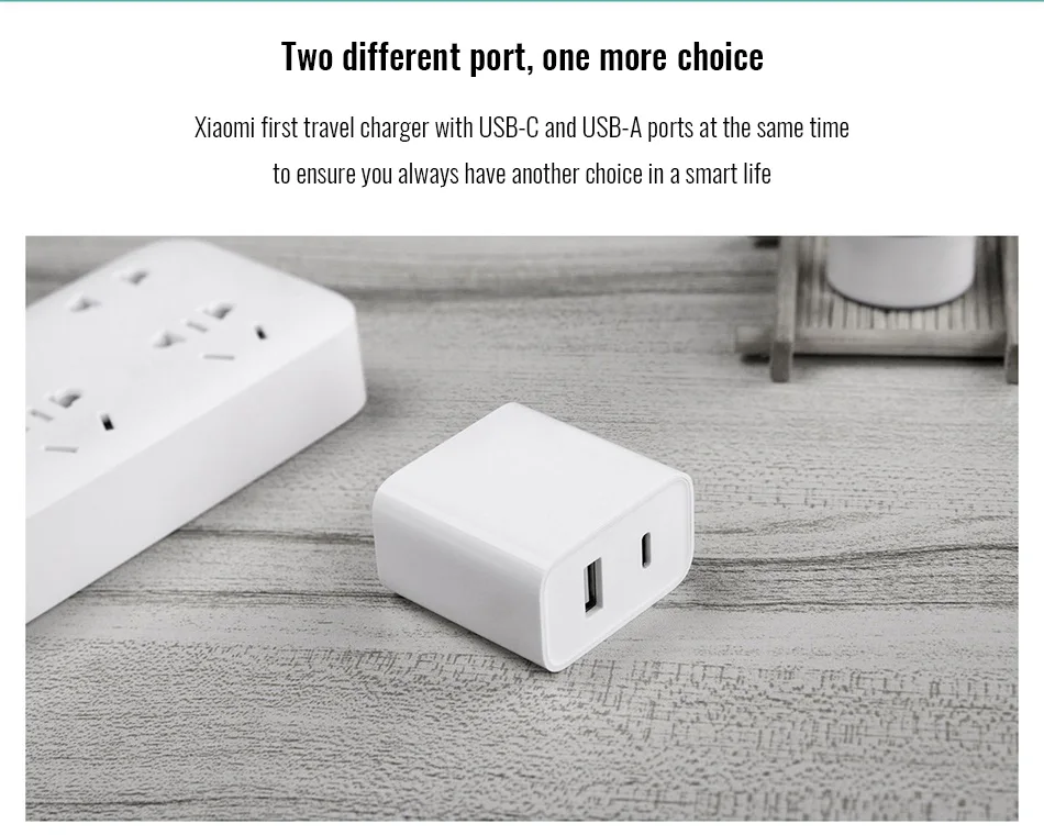 Xiaomi USB зарядное устройство 1A1C 30 Вт(макс) умный выход PD 2,0 QC 3,0 Быстрая зарядка type-C 5V = 3A 9V = 3A 15V = 2A 12V = 2.25A type-A