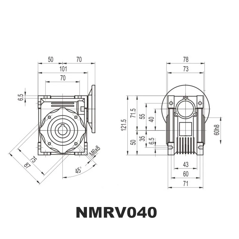 Редуктор червячного редуктора NMRV040 86 мм коэффициент снижения от 5:1 до 100:1 входной