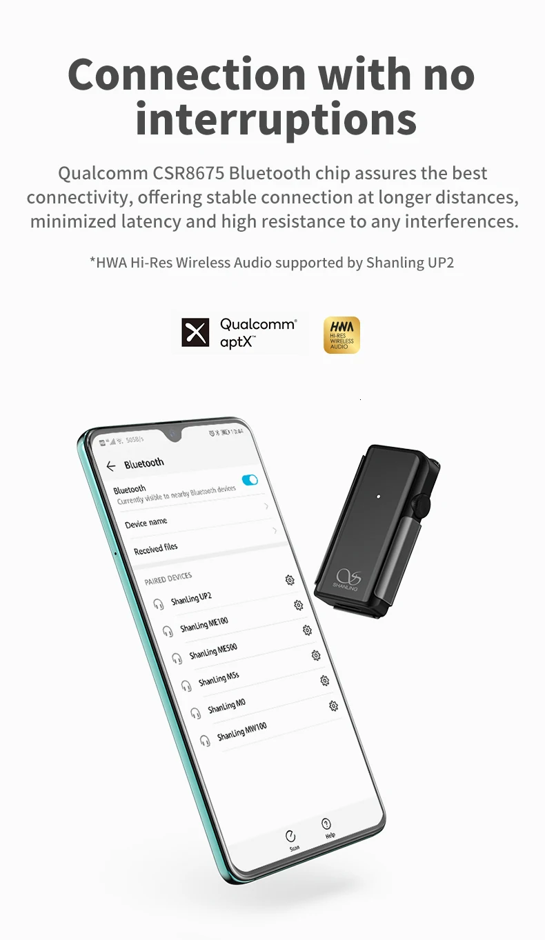 AK Shanling UP2 высокопроизводительный Bluetooth 5,0 APTX-HD портативный ESS hifi-усилитель для наушников кабель усилителя мощности изменение M0