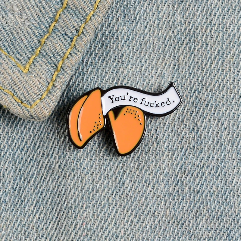 Эмалированные Броши Fortune Cookie, цитата, забавная ненормальная лексика, английское слово, на булавке, Значки для пищевых продуктов, посылка, модные ювелирные изделия в стиле панк