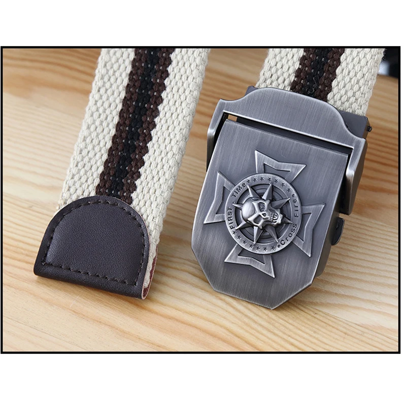 Холщовый ремень унисекс с перекрестной металлической пряжкой для мужчин и