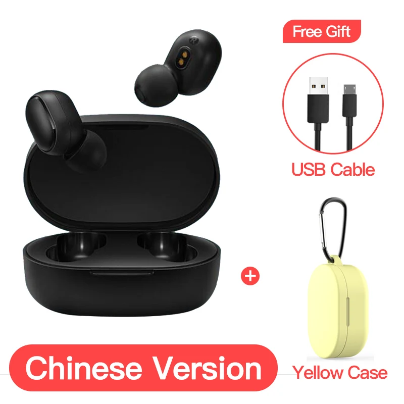 Xiaomi Redmi Airdots глобальная версия Опциональные TWS наушники стерео беспроводной шумоподавление с микрофоном громкой связи AI Bluetooth 5,0 - Цвет: CN add yellow case