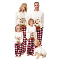2022 christmas deer pajamas plaid family matching outfits xmas father mother children dog sleepwear mommy and me pjs clothes