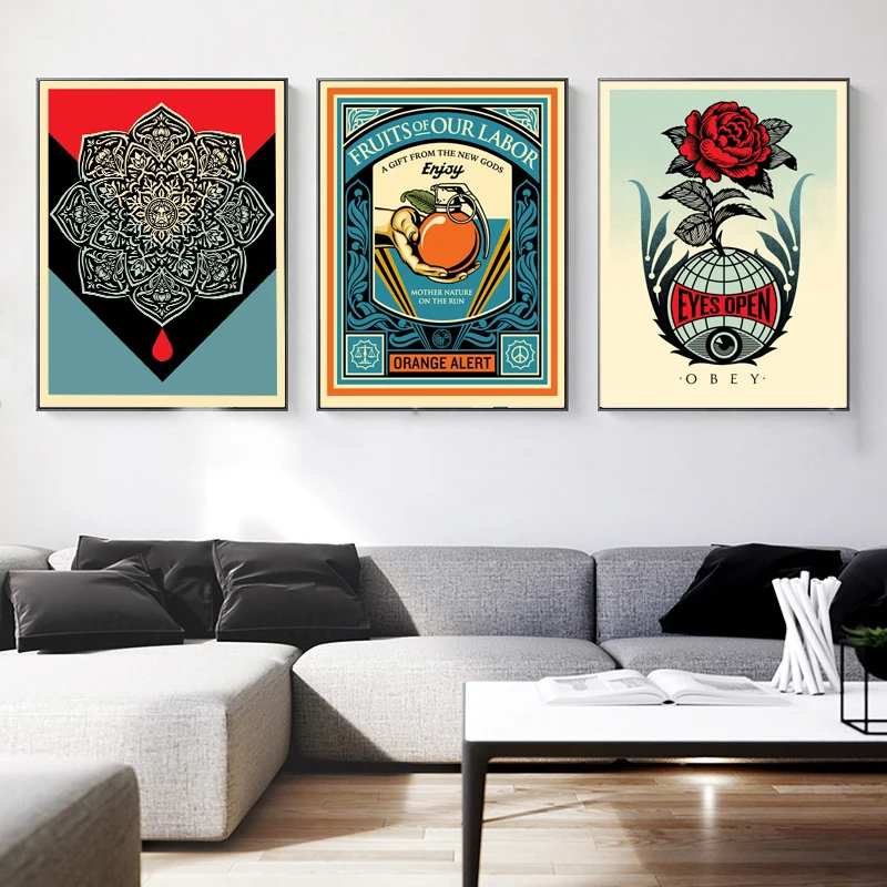

Abstract Shepard Fairey Art Street Poster Canvas Paintings Vintage Prints Wall Pictures For Living Room Interior Decor Cuadros
