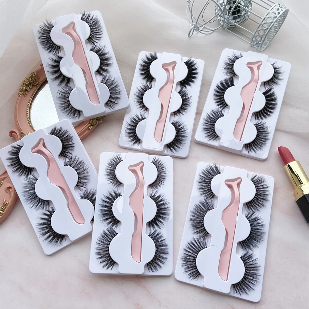 3 пары смешанных норковых ресниц с 1 пинцетом модные ресницы 2020 3D накладные для