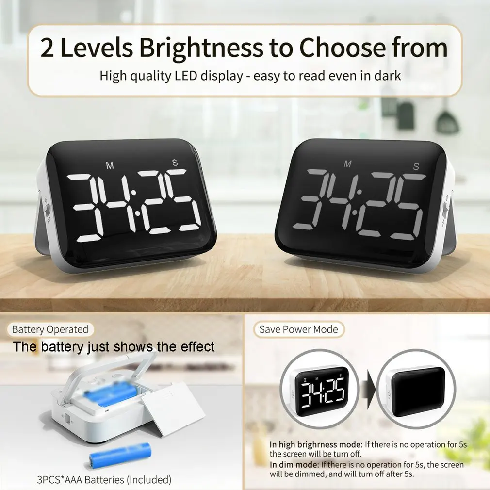 Цифровой экран кухонный таймер большой дисплей цифровой квадратные часы для