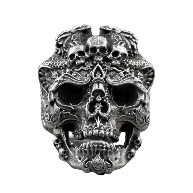 

Retro dragon head skull ring male trend leader single ring index finger ring anniversary gift wholesale jewelry