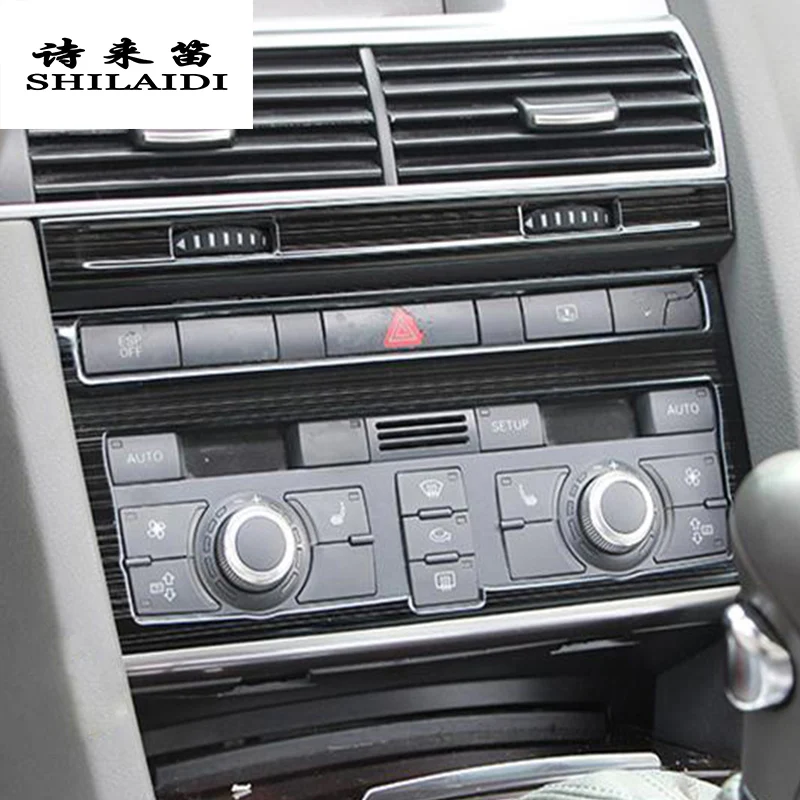 

Car Styling Carbon fiber Center Console Air Conditioning Volume CD panel Frame Cover Stickers For Audi A6 C5 C6 Auto Accessories