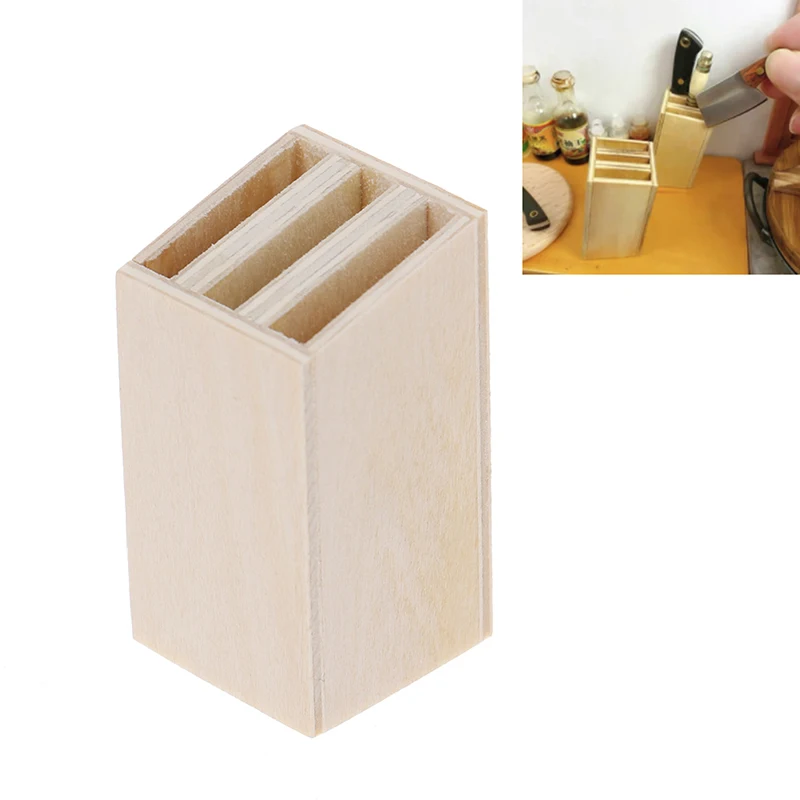 

1:12 Dollhouse Miniatures Wooden Knife Storage Rack Model Mini Kitchen Miniature Furniture Accessories