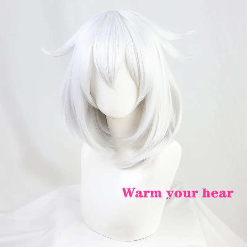 Ударопрочный парик для косплея Genshin серебристо-серый из синтетических волос