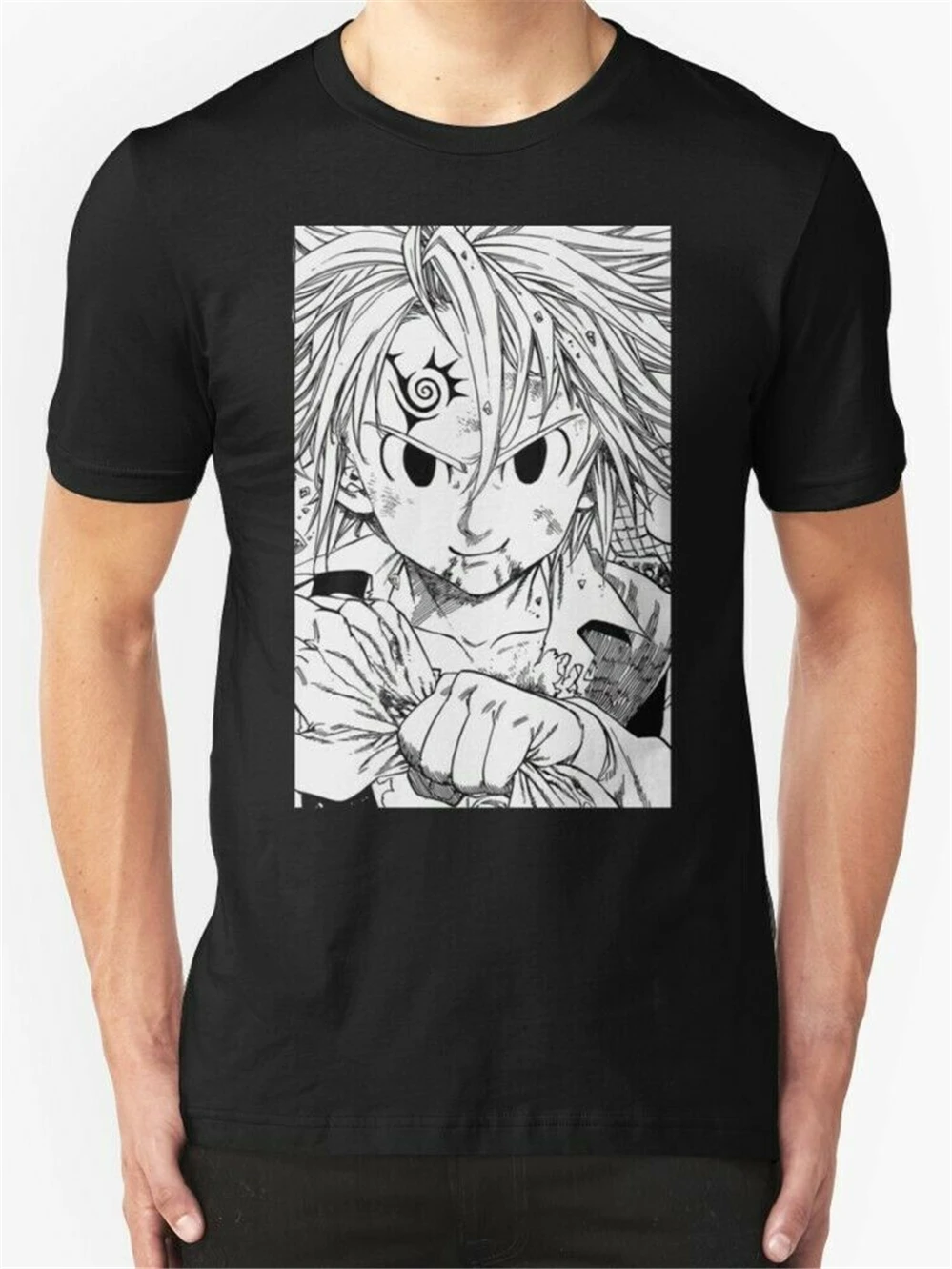 Новая мужская черная футболка meliodas seven deadly sins размер S 2XL графический ретро Топ