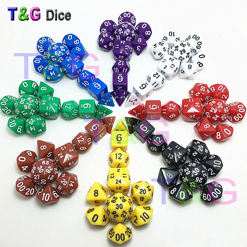 Новые 8 цветов d4 d6 d8 3xd10 d12 d20 d24 d30 10 шт. для ролевых игр с черными сумками|d6 set|d20 setdice