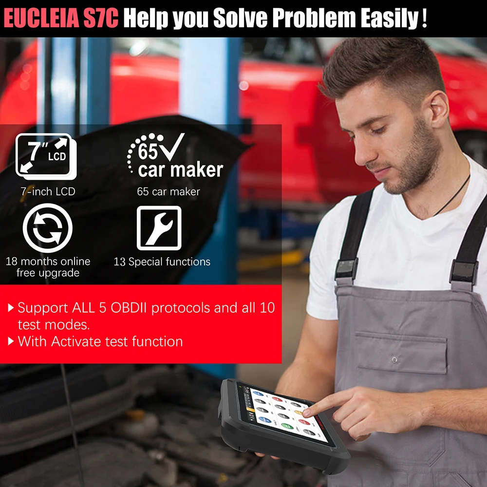 EUCLEIA TabScan S7C OBD 2 Автомобильный сканер профессиональная диагностика автомобиля DPF