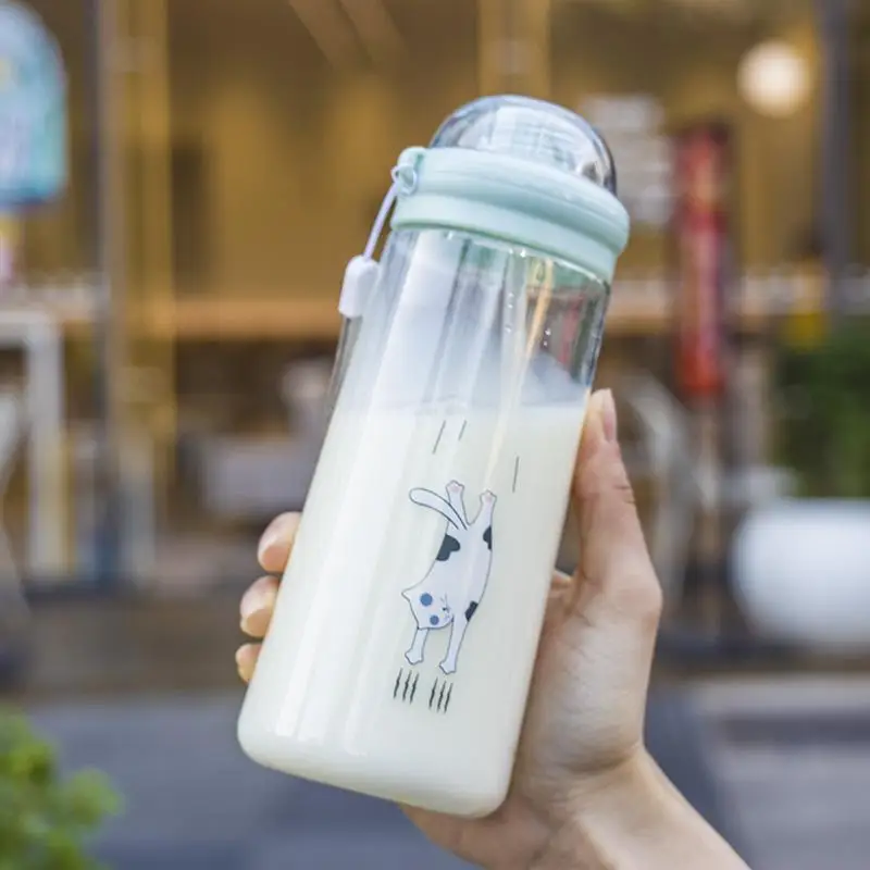 

Water cup with straw girl portable lovely girl heart Japanese simple plastic straw cup nice looking cup
