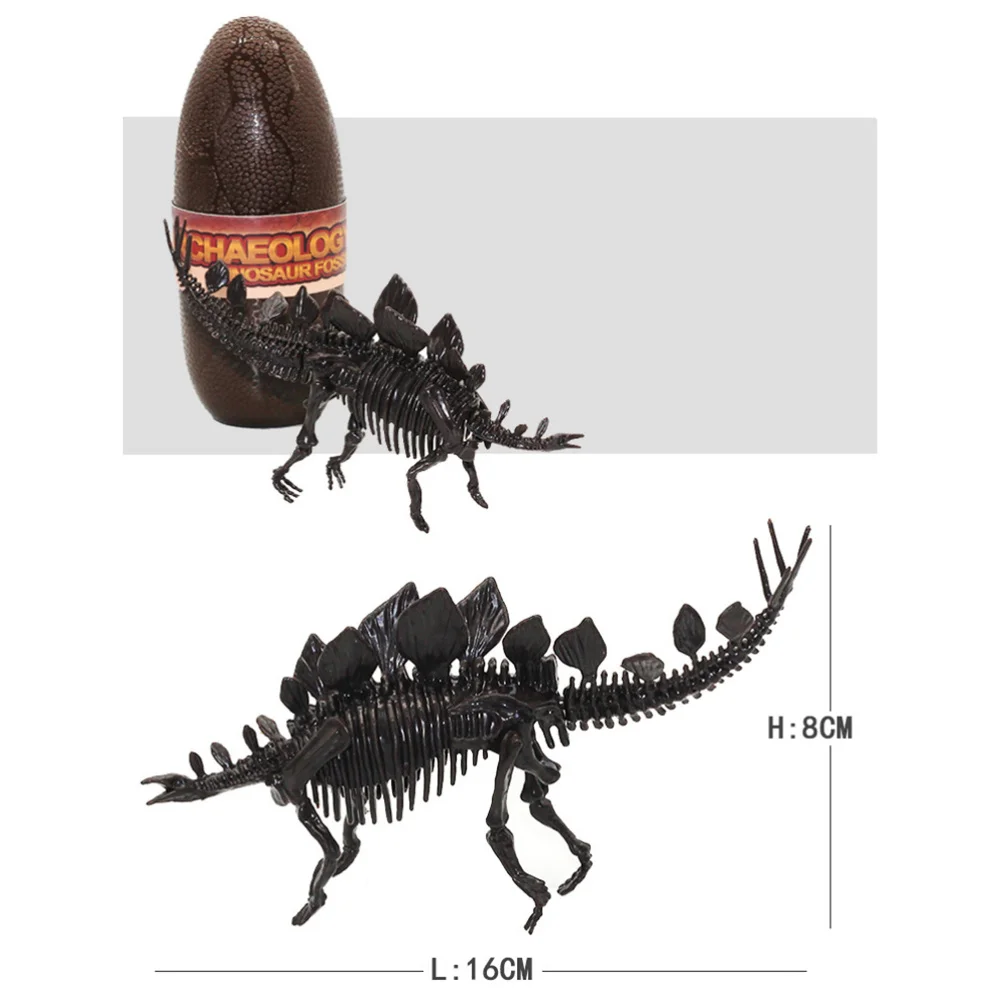 

6 Boxes/1 Set Archaeological Egg Stereoscopic Assembled Skeleton Model for Children Kids (Black)