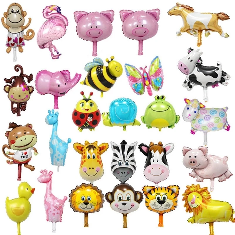 

50pcs Mini Animal Helium Foil Balloons Monkey Zebra Cow Tiger Elephant Animal Air Ballons Theme Birthday Party Kids Toy Supplies