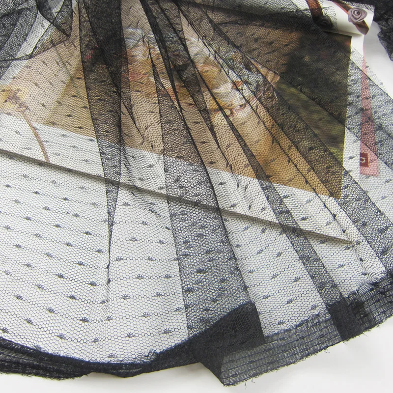 1 ярд 155 см в ширину из жаккарда черного цвета с узором горошек тюлевой ткани для