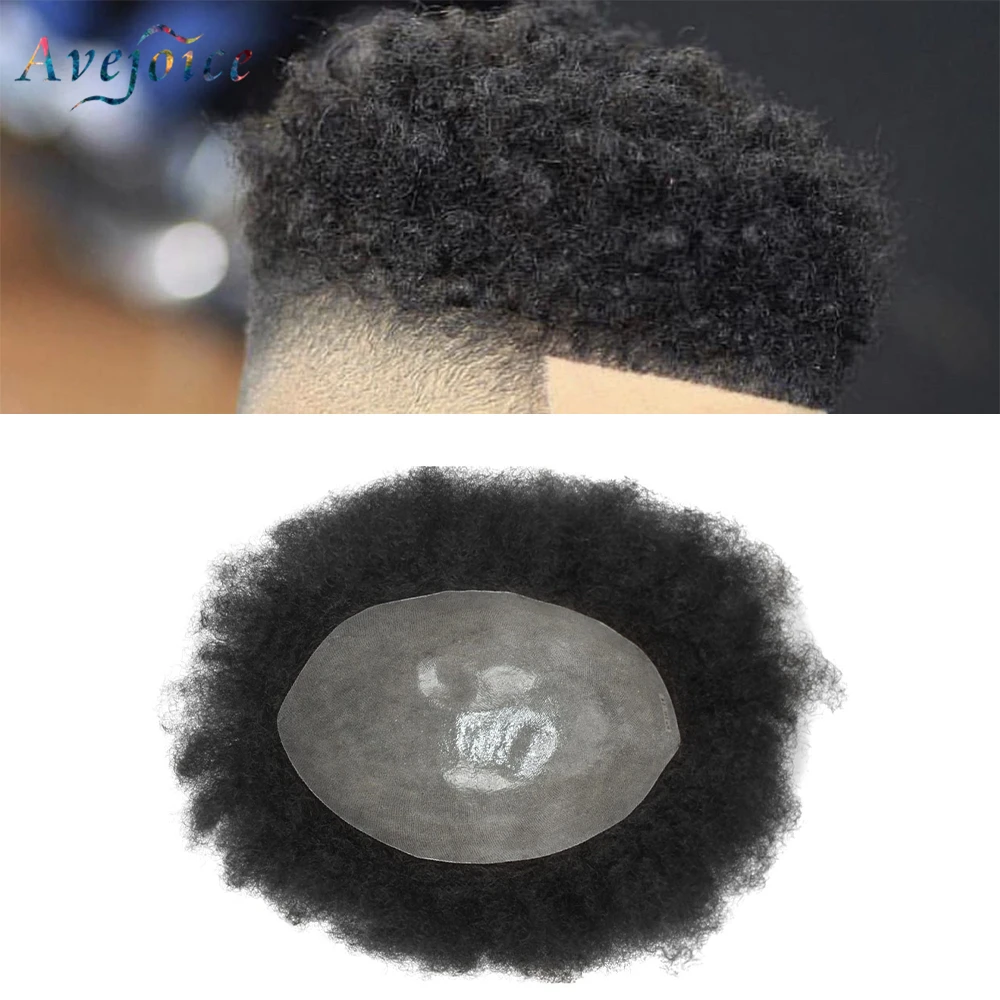 Мужские кудрявые волосы из ПУ кожи бразильские Remy для выпадения волос замена