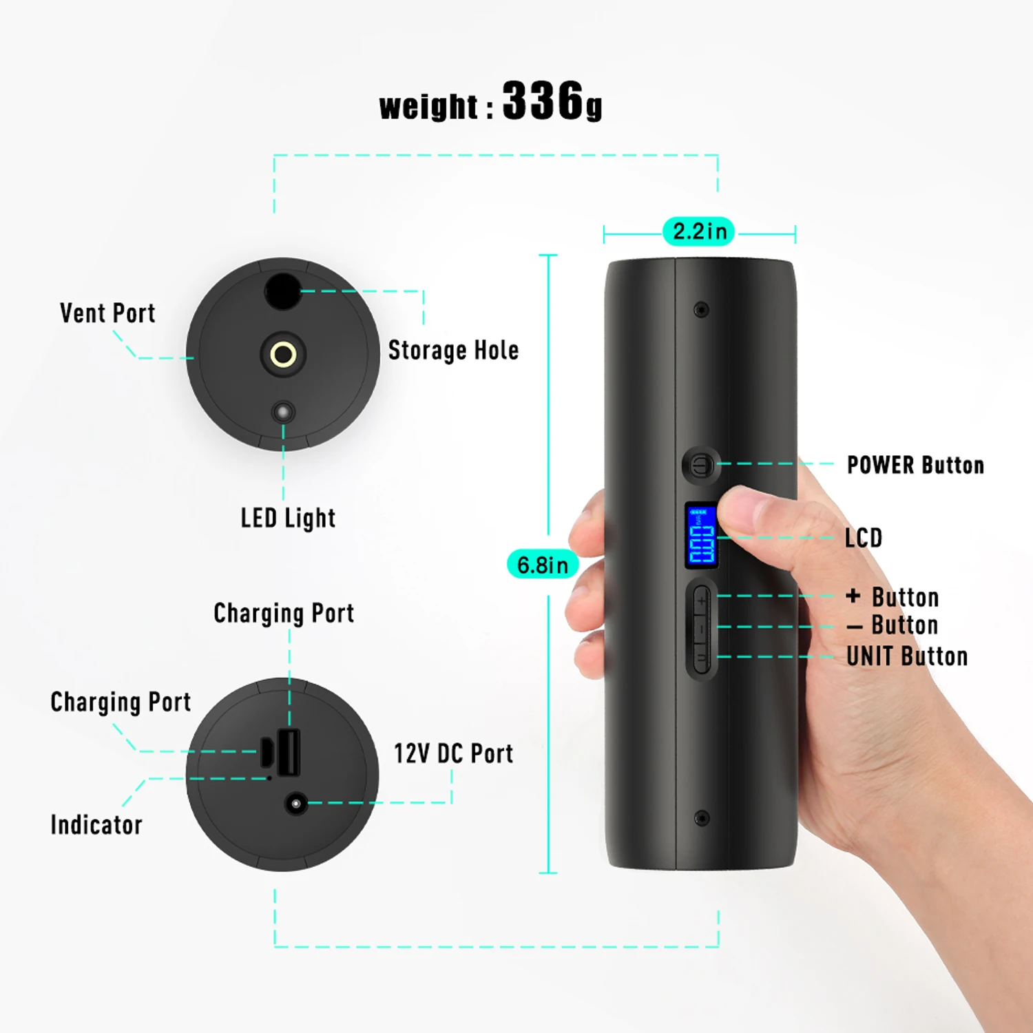 Precio Compresor De Aire Eléctrico Para Bicicleta, Bomba De Alta Presión Para Coche, 150psi, LED, Portátil, Banco De Energía, Encendedor De Cigarrillos, Bombas Para Bola De Bicicleta