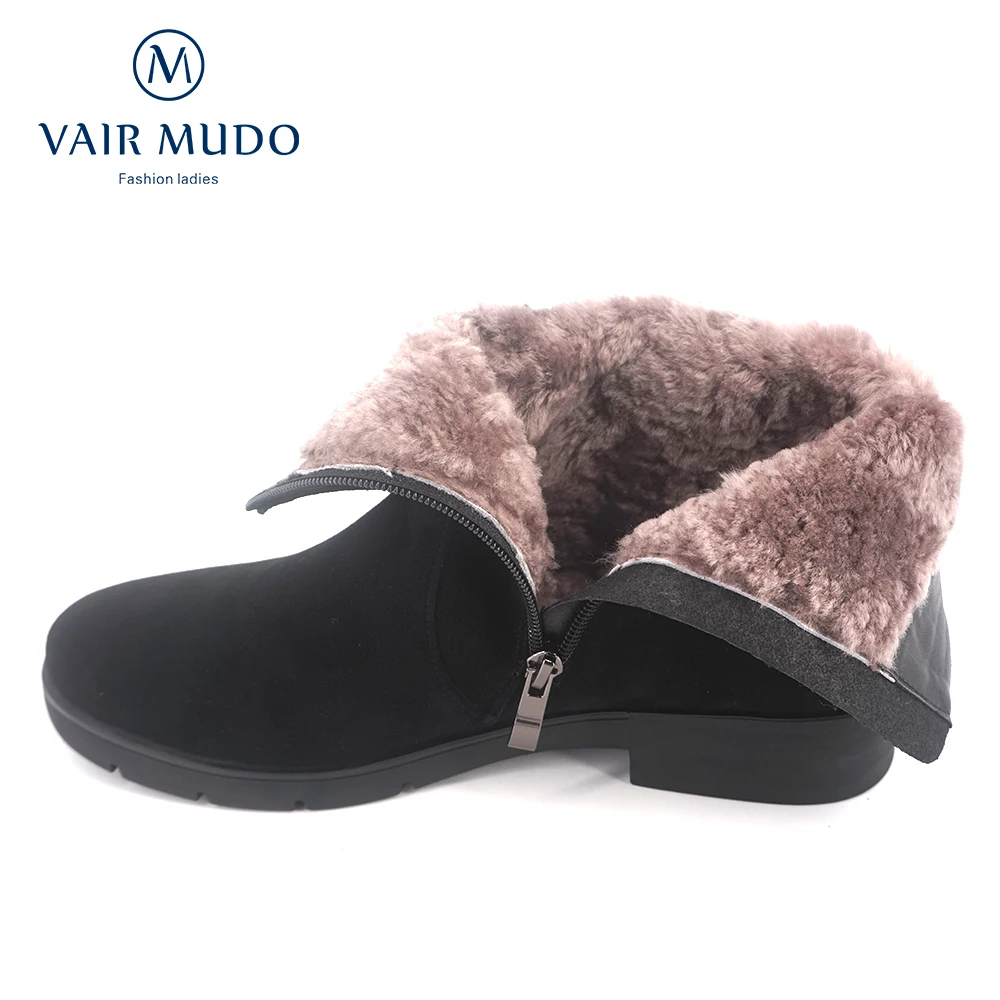 VAIR MUDO/Новинка года; модные брендовые Зимние ботильоны; женская теплая шерстяная обувь с плюшем наивысшего качества; черные женские ботинки ручной работы; DX24