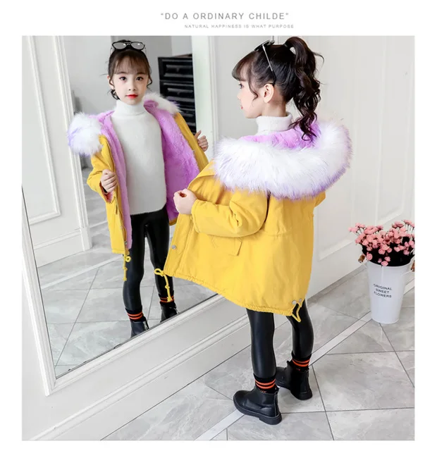 Осенне зимние куртки для девочек Верхняя одежда пальто с капюшоном и воротником