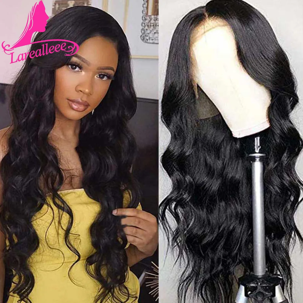 

13x4 Lace Front Wigs Malaysian Body Wave Human Virgin Hair For Black Women 150% Density Pre Plucked with Baby Hair Natural Black