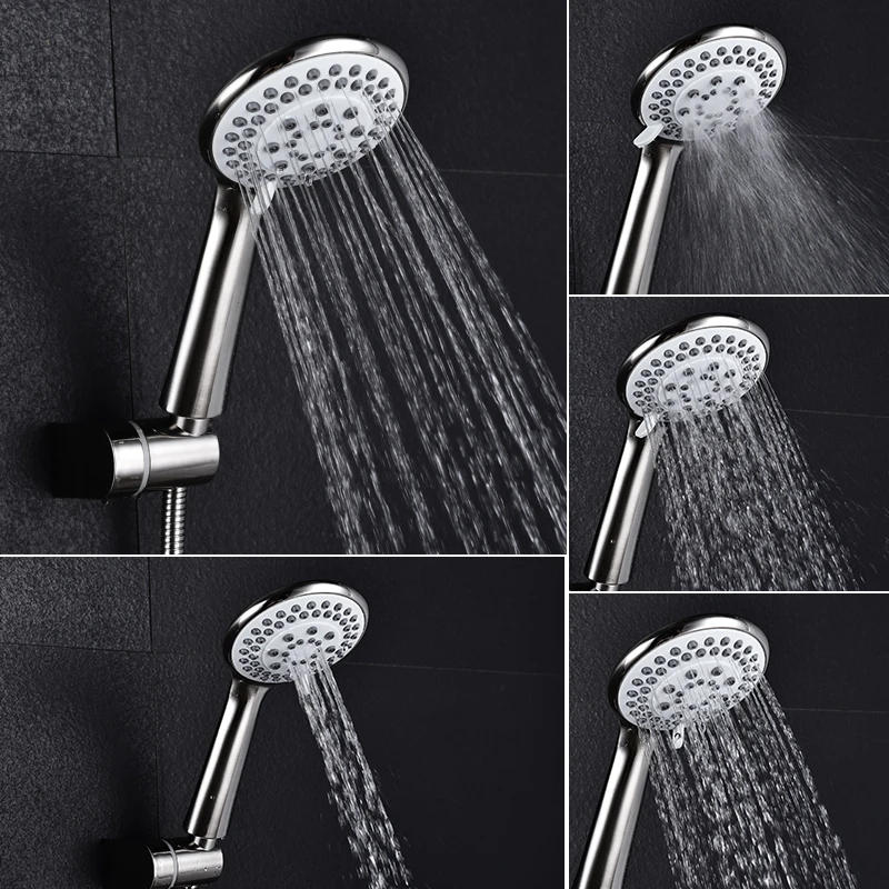 

5 Function Switch Stainless Steel Hose Wall Mounted Hand Shower Sprayer Rainfall Handheld Shower Heads