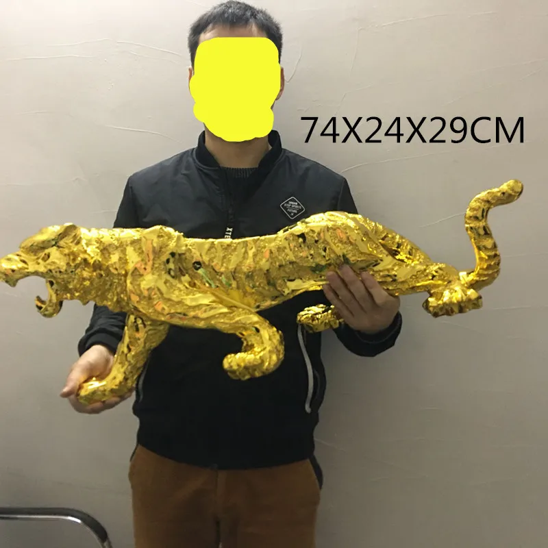 Современная абстрактная скульптура Золотой Пантеры Геометрическая статуя тигра