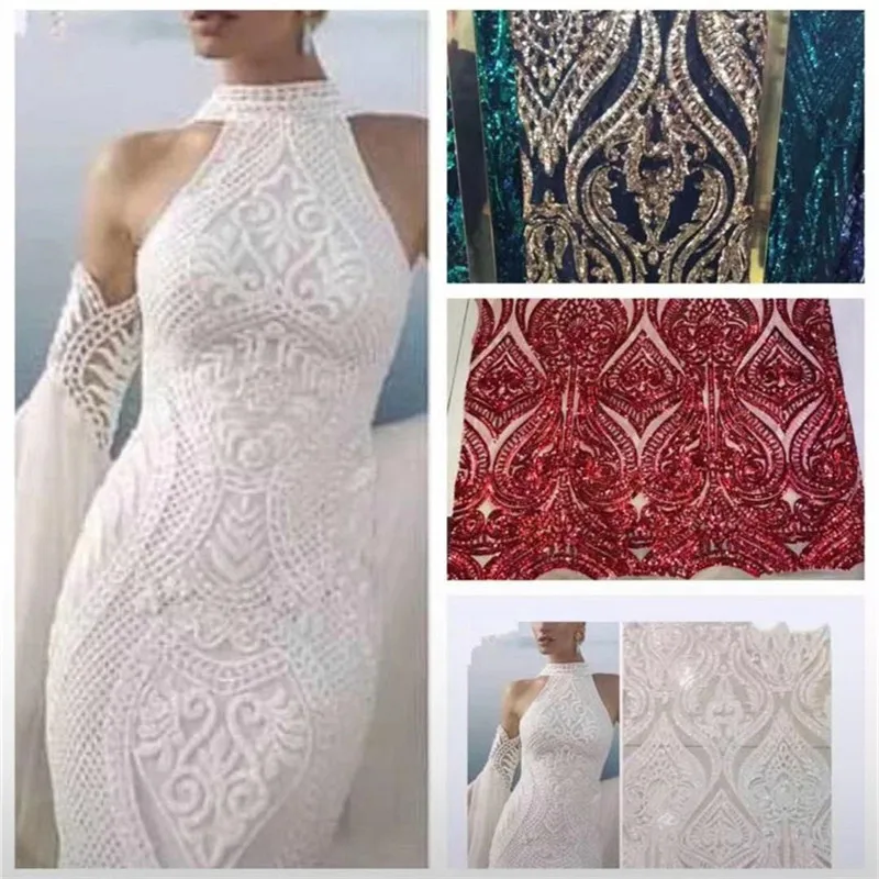 

New Design High Quality 2020 Tulle Sequins African Lace Fabric Guipure Embroidered French Net Nigerian Lace Fabric for Wedding