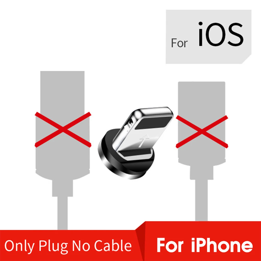 Магнитный usb кабель для зарядки для iPhone, быстрая зарядка, кабель для Android, Магнитный провод для samsung, Micro usb type C, кабель для зарядки, шнур для передачи данных - Цвет: Only IOS Plug