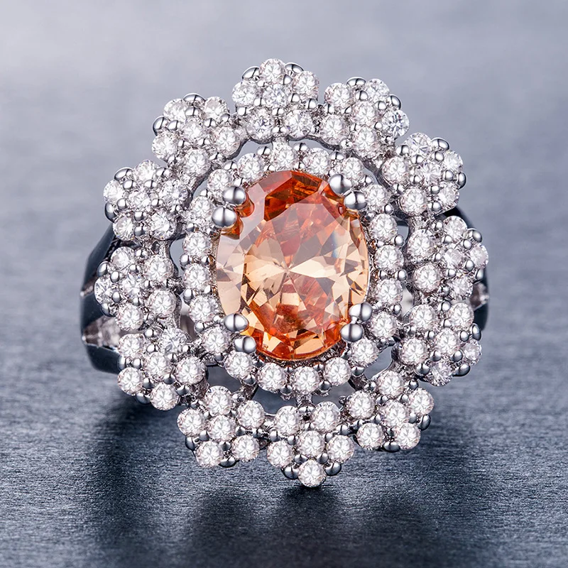 Bague Ringen женское 925 пробы Серебряное кольцо Wtih 10 мм Большой цитрин драгоценный камень серебряные ювелирные изделия для помолвки женские подарки Размер 6-10