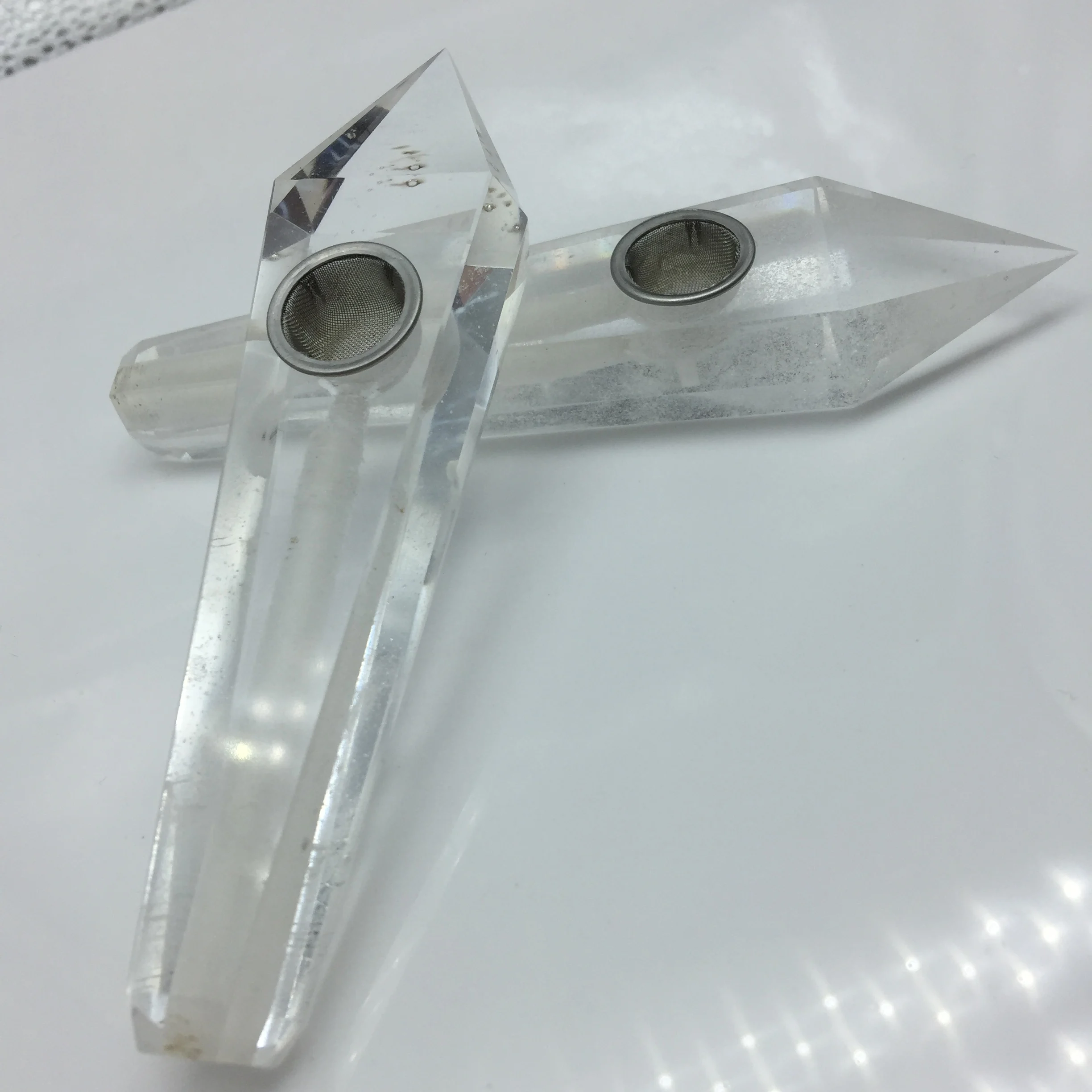 Natural Quartz Crystal Tobacco Pipe - Healing Smelting Stone Smoking Pipe - 1 Piece image 5