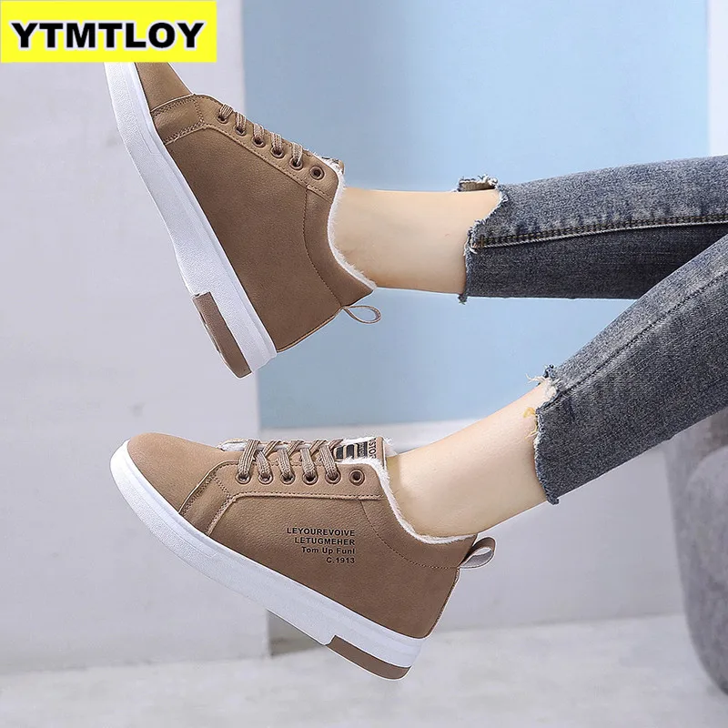 Лидер продаж; Модные женские кроссовки из вулканизированной кожи; Zapatos De Mujer; Повседневная дышащая зимняя обувь; женская теплая обувь