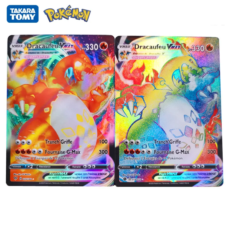 

Newest French Version Pokemon Game Card 60Vmax TAG Mega100GX 100EX Battle Pet Game Collection Glowing Flash Card Children's Gift