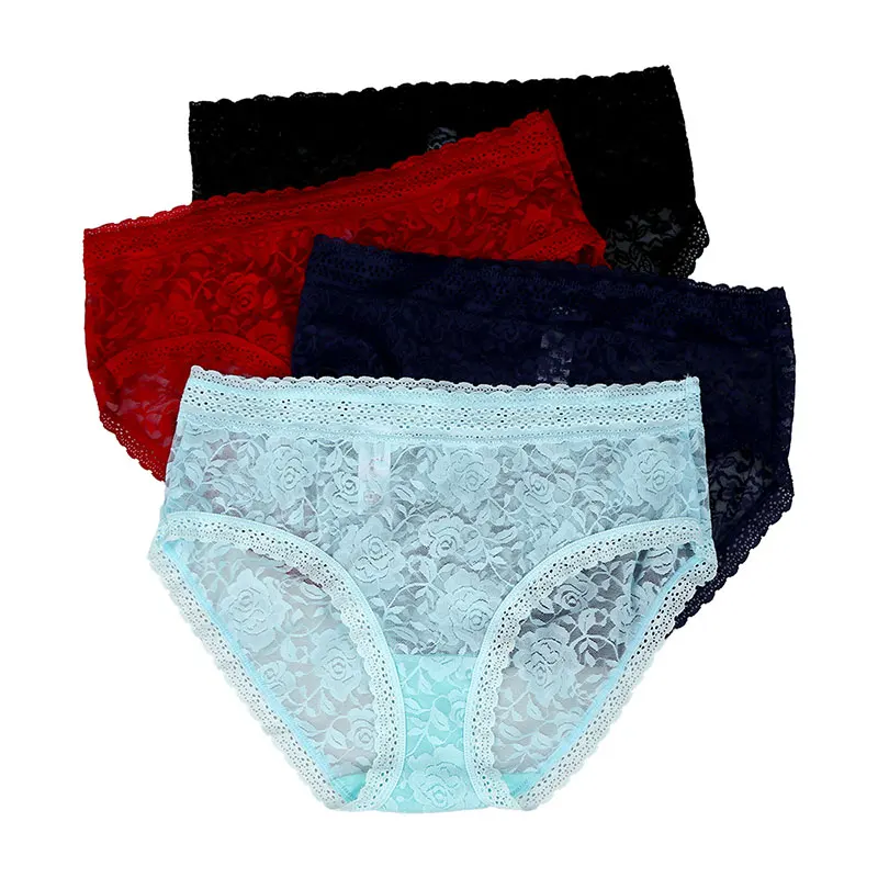 Женское нижнее белье VOOKIIMO Ажурные кружевные трусики средней длины с высоким