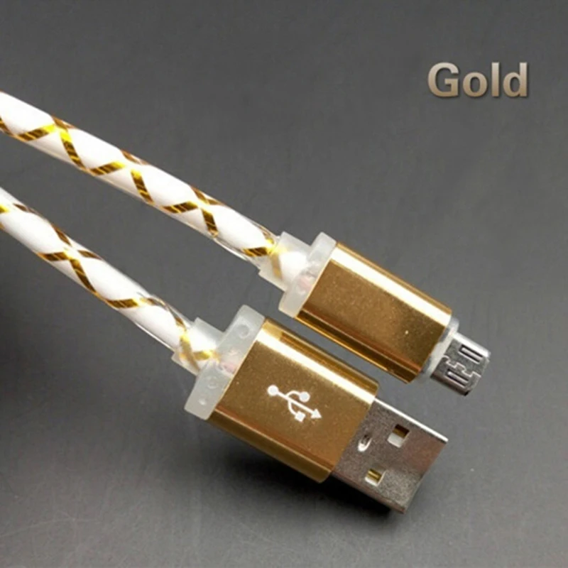 1 м микро-usb кабель для телефона Видимый СВЕТОДИОДНЫЙ световой поток микро USB