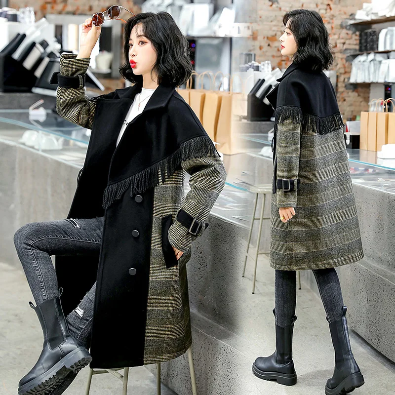 

CMAZ Fall 2021 Fashionable Simple Elegant Waist Slimming Casual Slim-Fit Woolen Coat