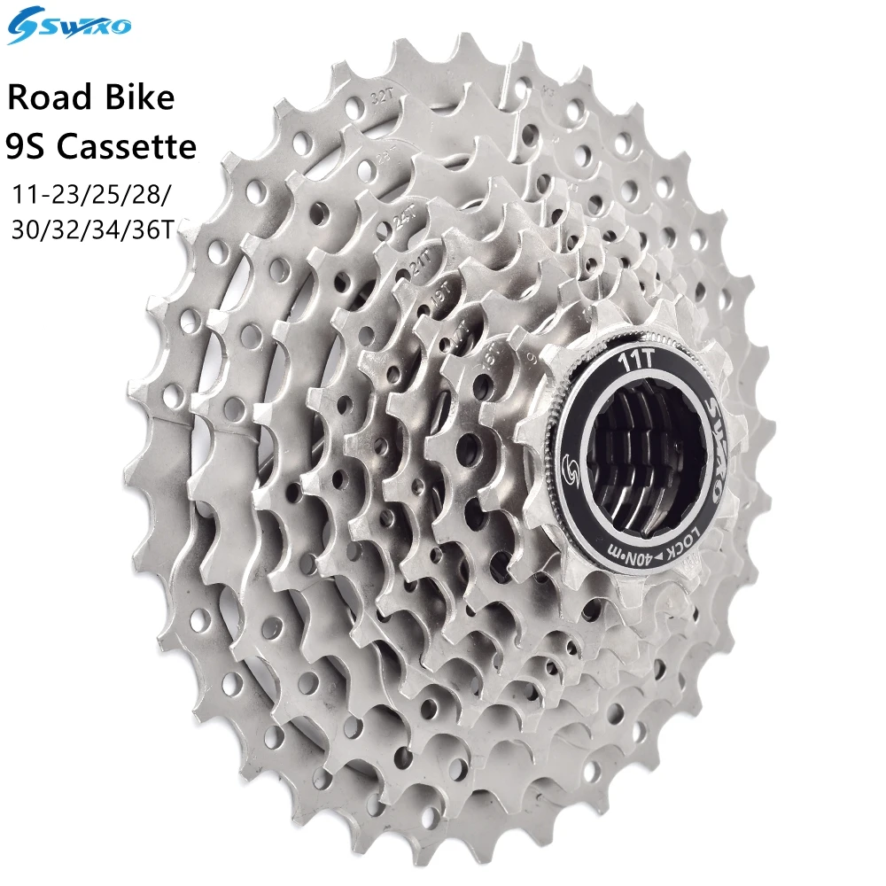 

SWTXO Road Bike 9 Speed Cassette 11-23T 25T 28T 30T 32T 34T 36T Bicycle Freewheel Sprocket k7 9v Flywheel Bike parts for SHIMANO