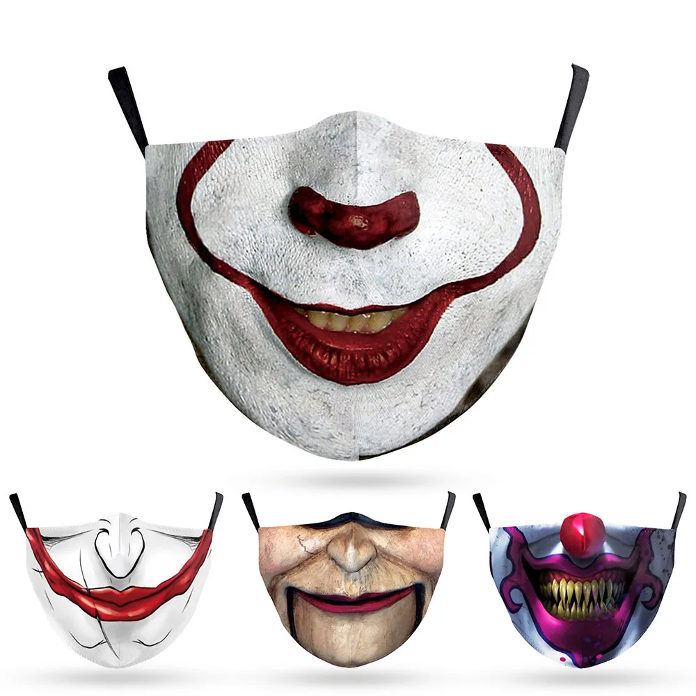 

Halloween Funny Cosplay Women Men Masks Variety Horror Clown-Joker Face Mouth Decoration Dustproof Adult Adjustable Quirky Mask