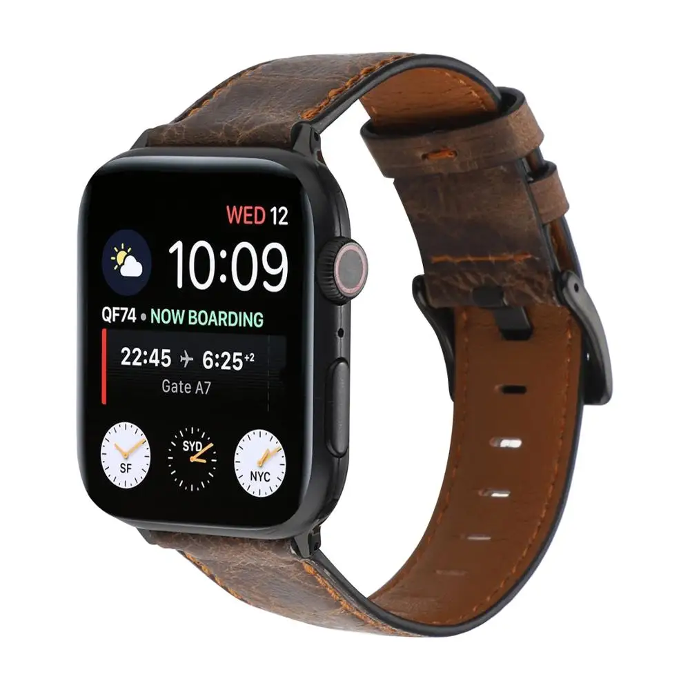 

Genuine Leather Wristwatch Band for 38mm 40mm 42mm 44mm Men's iwatch Strap Watchband for Series 6 SE 5 4 3 2 1 Vintage.